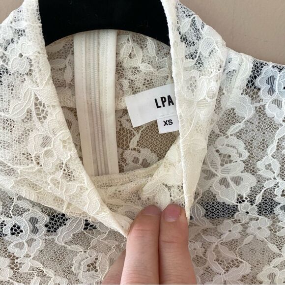 LPA Anita mini dress white lace puff sleeve from Revolve Sz XS NWOT $228 - Picture 11 of 11